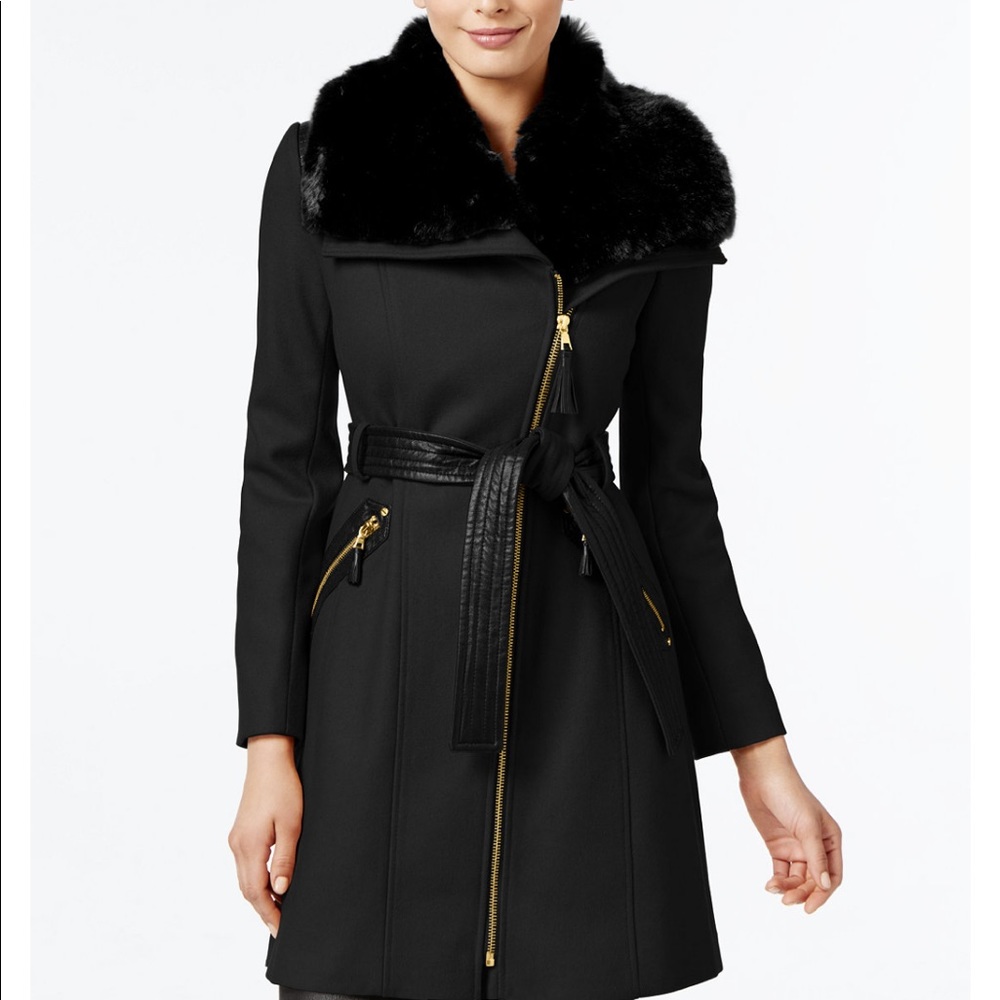 Via Spiga Macy’s asymmetrical faux fur coat